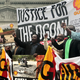A rally for a 2009 trial related to Royal Dutch Shell’s alleged involvement in human rights abuses against the Ogoni people. Photo: AP